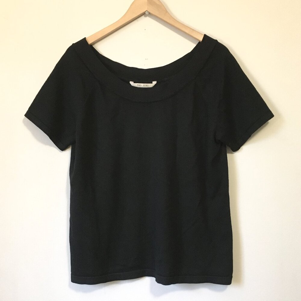 Soft Black Knit Short Sleeve Sweater Top